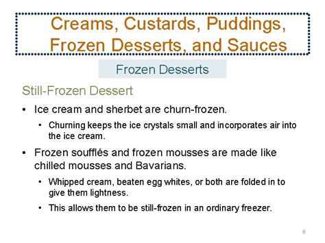 how are still frozen desserts similar to bavarians